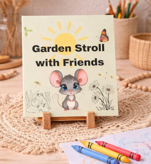 Garden Stroll with Friends The Garden Stroll Coloring Book leads little artists through a blooming garden of flowers, butterflies, and friendly critters.